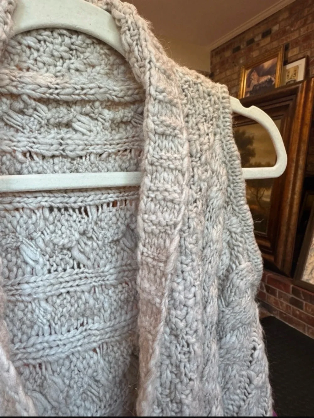 Mayoral girls boho fringe chunky knit open front vest sz 9